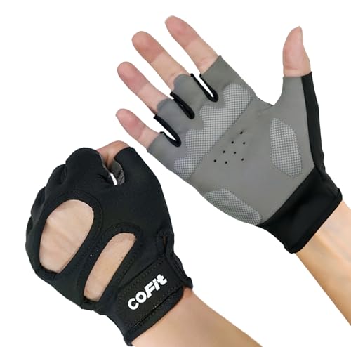 COFIT Gym Handschuhe für Damen und Herren, atmungsaktive Anti-Rutsch-Gewichtheberhandschuhe mit Handgelenkstütze und Handflächenschutz für Fitness & Krafttraining - Schwarz S