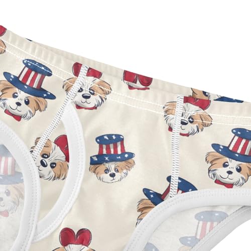 4th Of July Dog Pattern Boys' Underwear 100% Cotton Boys' Briefs Soft Toddler Underwear4