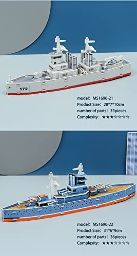 Gishia Diy 3D Jigsaw Puzzle Toys Paper And Eps Foam Board For Kids And Adults Fun And Creative Diy Toy Model Building Kit For Kids Toys For Girls And Boys. Transportation (Battleship) #TOP4