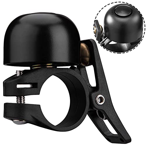 Mikqky Timbre De Bicicleta Manillar, Mini Timbre para Bicicleta, Timbre Ciclismo Clásica Retro, Sonido Nítido y Claro, para Bicicleta De Carretera, Bicicleta De Montaña(Negro) Cover