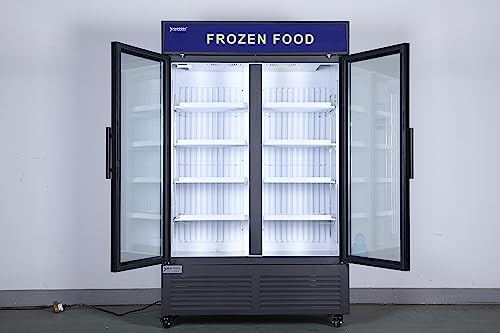 Nafcool Sub Zero Commercial Beverage Refrigerator Display Fridge,38 Cu Ft Two Glass Door Upright Merchandiser Drink Cooler With Led Light Adjustable Shelves,Etl And Nsf Approval,47.2" Wide #TOP6