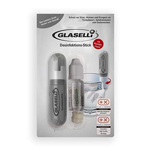 Glasello 07015 Desinfektions-Stift 5ml Bekannt aus der TV Show "Die Höhle der Löwen"( 4er Set, Je 1 Stück Orange & Lila + Rot & Grün )