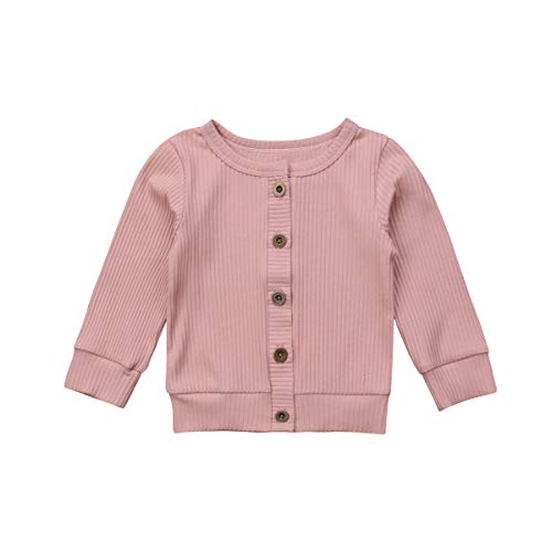 Little Girls Cute Crew Neck Button-Down Solid Fine Knit Cardigan Sweaters