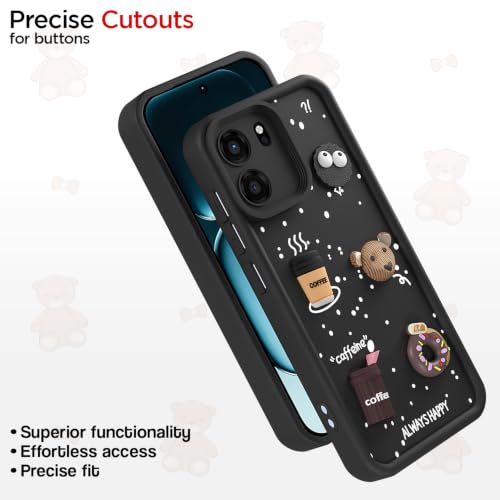 Image of Outlouders Back Cover for OnePlus Nord CE 6 5G | 3D Cartoon Bear Cute Fun Silicone Full Body Protection Bumper Case (Black)