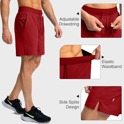 Image of Soothfeel Men's Running Shorts with Zipper Pockets 9 inch / 7 inch / 5 inch Quick Dry Eight Basketball Gym Workout Athletic Shorts