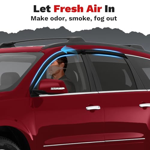 Image of Canvcle Traverse Rain Guards - Window Visors for Chevrolet Chevy Traverse 2009-2017, Outside-Mount Tape-On Side Window Wind Deflectors for Traverse Accessories, Vent Visors Shades Rainproof Black 4PCS