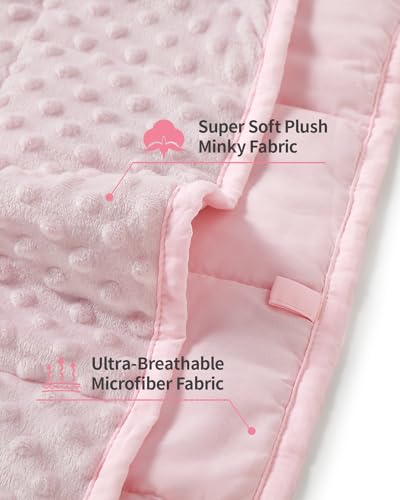 Image of Mr. Sandman Weighted Blanket 3LBS 36 x 48 Inches, Minky Dots Heavy Blanket with Glass Beads, Soft and Cooling for School and Home, Pink