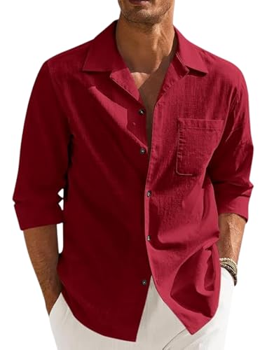 Image of Combo of Men's Casual Cotton Blend Shirt || Long Sleeve Button Down with Spread Collar | Lightweight Breathable Fabric | Stylish Solid Shirt for Beach, Office & Everyday Wear Pack of 2