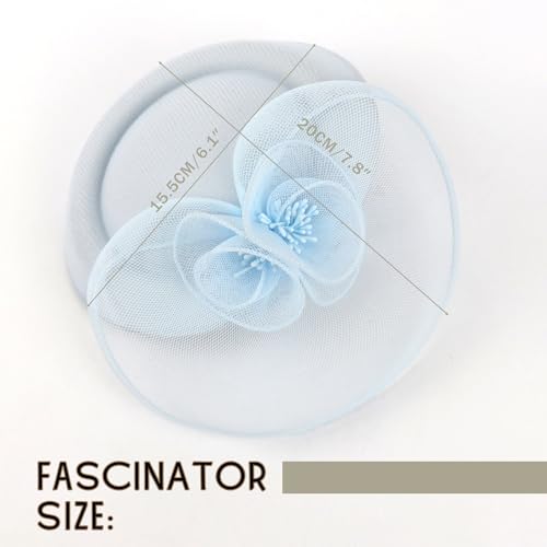 Image of DRESHOW Fascinator Hats for Women Cocktail Tea Party Hat Netted Pillbox Hat Vintage Derby Hats for Bridal Wedding