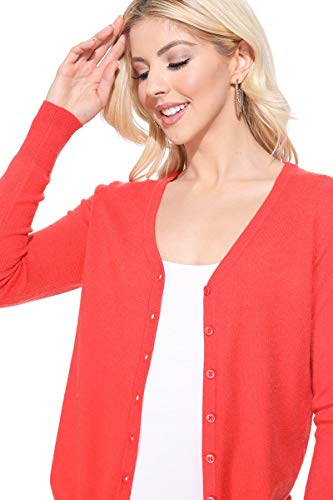 Image of YEMAK Women's Knit Cardigan Sweater - Long Sleeve V-Neck Basic Classic Casual Button Down Knitted Soft Lightweight Top