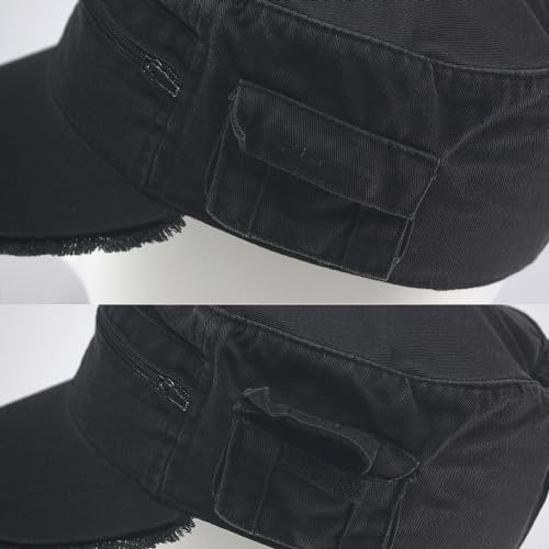 Image of The Vintage Year Washed Cotton Distressed Cadet Hat - Tactical Military Baseball Cap for Men & Women, Outdoor Casual Wear