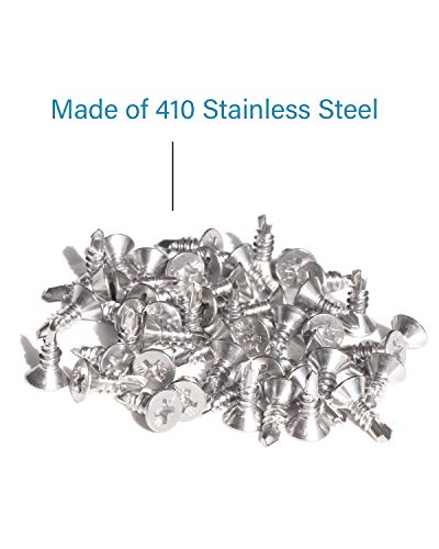 Image of IMScrews 25pcs #10 x 1 /2 inch Stainless Flat Head Phillips Self Drilling Screws, 410 Stainless Steel Full Thread Sheet Metal Wood to Metal Screws