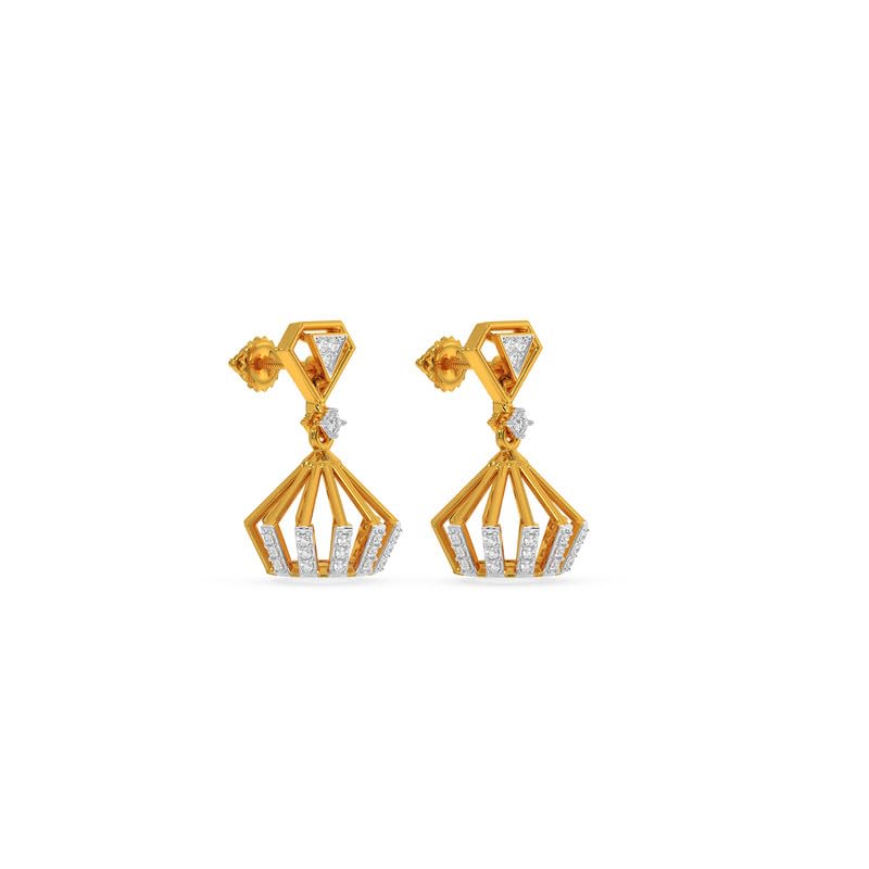 Image of KISNA JEWELS 14KT|18KT BIS Hallmark Pure Gold and Diamond Jhumkas Earrings For Women with Screw Back clouser