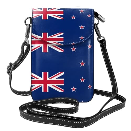 Design con bandiera della Nuova Zelanda: stampa vivace a copertura completa della bandiera della Nuova Zelanda su un'elegante borsa a tracolla per telefono, perfetta per mostrare orgoglio nazionale.