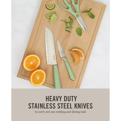 Martha-Stewart-16-Piece-Lockton-High-Carbon-Stainless-Steel-Cutlery-Kitchen-Knife-Block-Set-WABS-Tripe-Riveted-Forged-Handle-Acacia-Wood-Block-Sage-Green-WGold