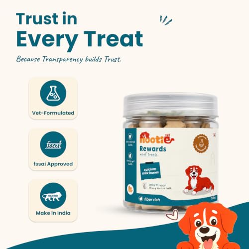 Image of Nootie Calcium Milk Bone Supplement Dog Treats 220gms Supports Strong Gums & Jaws | Helps Maintain Clean Teeth | 100% Digestible & Safe-Milk Flavour