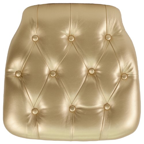 EMMA + OLIVER Indoor Hard Gold Tufted Vinyl Chiavari/Dining Chair Cushion