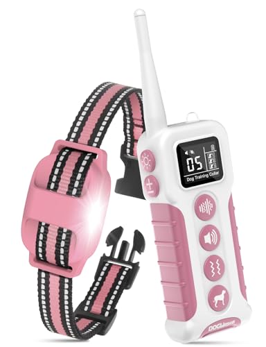 DOGLinsen No Shock Dog Training Collar, Vibrating Dog Collar with Remote 3300ft, Beep and Vibration Collar for Dogs 10-110lbs | Vibrate Only, No Prongs | Painless&Humane to Stop Bad Behaviors (Pink)