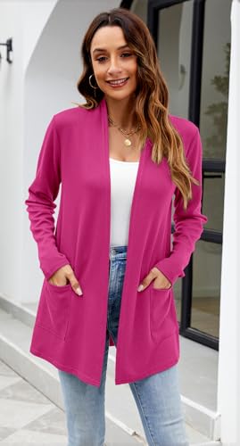 Image of Newchoice Womens Lightweight Long Sleeve Cardigans with Pockets Summer Casual Open Front Sweater Cardigan Duster