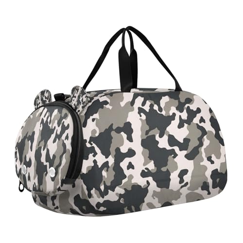YETTASBIN Sport Travel Duffel Bag for Girls Boys, Camo Large Waterproof Weekender Overnight Bag, Detachable Shoulder Strap Gym Bag with Shoe Compartment & Wet Pocket