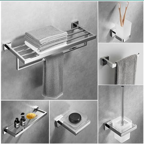 Soporte para papel higiénico de acero brillante y portaescobillas de lujo 3