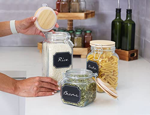 Cb Accessories Glass Canisters Food Storage Jars With Airtight Wood Lid - 58Oz, 42Oz, 26Oz Set Of 3 Kitchen Containers For Sugar, Coffee, Flour #TOP5