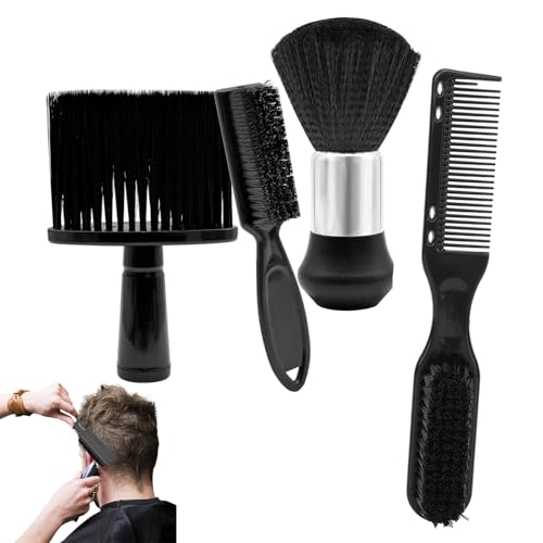 SEPWGUMD - Brosses de coupe de cheveux Set de 3 pièces, Brosse de coiffure, Brosse de coupe douce, Accessoires de coiffure, Nettoyage des cheveux, pour salon de coiffure, Noir, Balais à Cou coiffeur Brosse