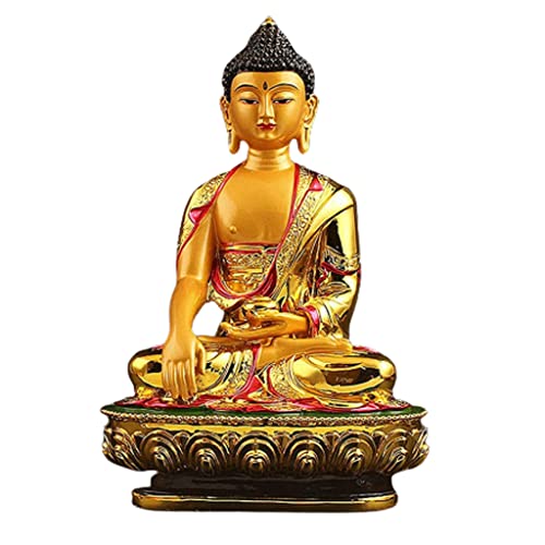 ETTBC Buddha-Figur Vergoldete farbige tibetische Tranic Three Treasured Shakyamuni Buddha Statue Figur Putting Shakyamuni Dekoration Cover