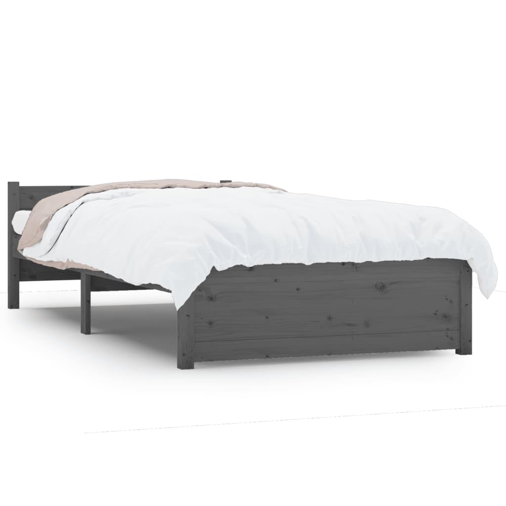 Amazon.com: -Bed Frame Without Mattress Grey Solid Wood 75x190 cm