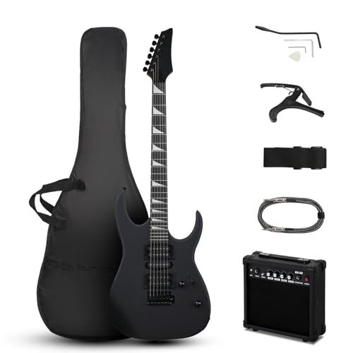 Ktaxon 39' Electric Guitar with 20Watt Amp, Full Size 170 Model Starter Guitar Kit for Beginners & Professionals W/Bag, Strap, Upgrade Cable, Guitar Capo, Tremolo Arm - Matte Back