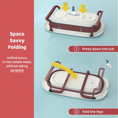 Image of StarAndDaisy Baby Bath Tub for 0 to 5 Years /Foldable Bath Tub for Kids 0-3 Years with Space Saving, Newborn Baby Folding Bathing Tub Girls & Boys with Soap Tray, Easy to Store (BT - Brown)