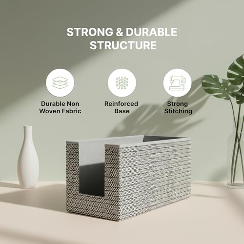 Image of DALUCI Shirt Stacker & Clothes Organizer for Wardrobe | Non-Woven Foldable Storage Box for Cupboard, Closet & Bedroom | Strong Collapsible Fabric Organizer | 40x25x24 cm - Pack of 3 (Grey)