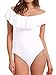 Casual White Leotards for Women Off Shoulder Overlay Bodysuit Rompers M