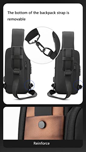 Image of ARURA (LABEL) Multifunction Anti-theft Shoulder Bag Crossbody Bag Travel Sling Bag with USB Port and Code Lock Messenger Backpack Chest Bag for Male Female