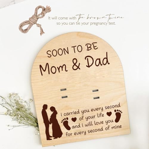 Image of FREEBLOSS Wooden Pregnancy Announcement For Dad Soon to Be Mom&Dad Pregnancy Test Keepsake Wooden Sign Baby Surprise Pregnancy Announcement Sign Fun Ways to Announce Pregnancy To Be Gifts