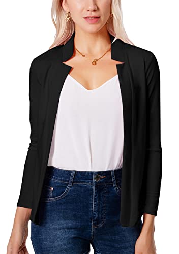 Image of YMING Womens Open Front Work Blazer Business Long Sleeve Jackets Solid Color Office Short Cardigans