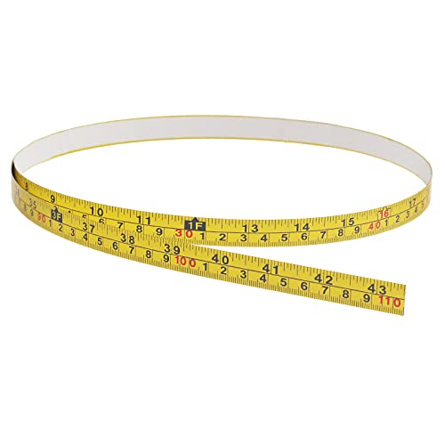 2Pcs Ruban de mesure auto-adhésif en acier, règle d'échelle impériale et métrique, ruban de mesure collant de gauche à droite avec support adhésif pour le travail du bois, scie, table de dessin, 44Inch, jaune