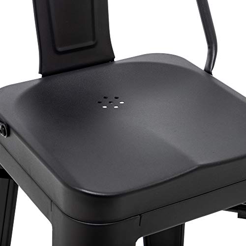 Alunaune 26" Metal Bar Stools Set Of 4 Counter Height Barstools Industrial Counter Stool Kitchen Bar Chairs Indoor Outdoor-Low Back, Black #TOP5