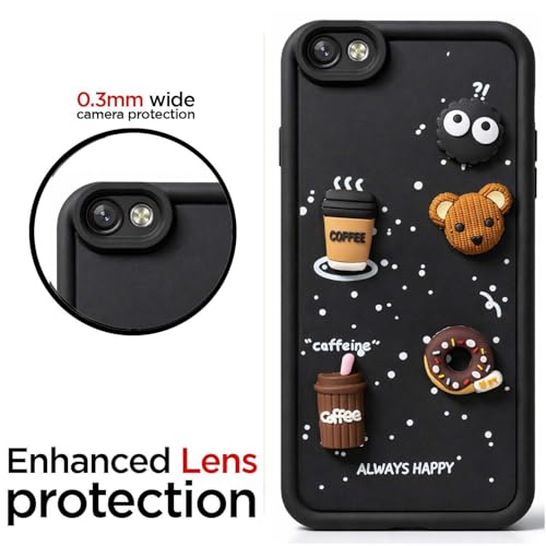 Image of Bintage Case Cute Fun Taddy| 3D Ball Bear| Donut| Coffee Rubber Case Camera Protection Back Cover Compatible for Vivo V5 / Vivo V5s - Black