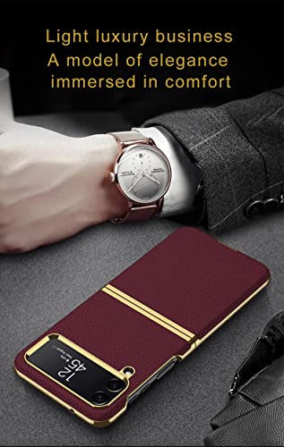 SHIEID Capa de couro para Samsung Z Flip 4, capa para celular galvanizada Galaxy Z Flip 4, compatíve