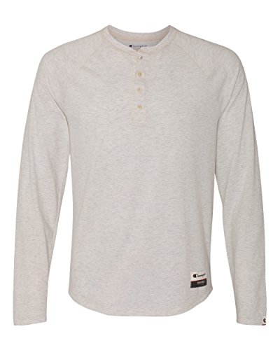 Champion Mens Originals Slub Henley T-Shirt, X-Large, Oatmeal Heather