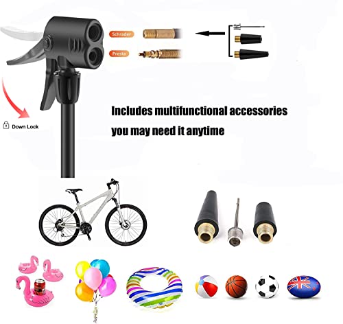 VIMILOLO Bomba de piso de bicicleta com medidor, bomba de bola infladora bomba de piso de bicicleta