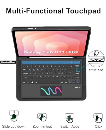 Image of for Samsung Galaxy Tab S11 Ultra Keyboard Case 14.6 inch 2025, Magnetic Detachable Wireless S11 Ultra Folio Case with Touch Keyboard, Soft PU Leather Case with S Pen Holder, Multi-Touch Trackpad