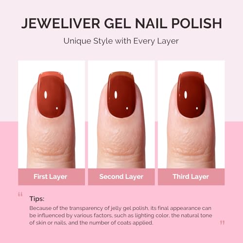 Image of MelodySusie Jeweliver Gel Nail Polish, 0.5Fl.oz Gel Polish Brown Color Soak Off UV LED Light Cure Gift for Women Manicure Nail Art DIY at Home B6202