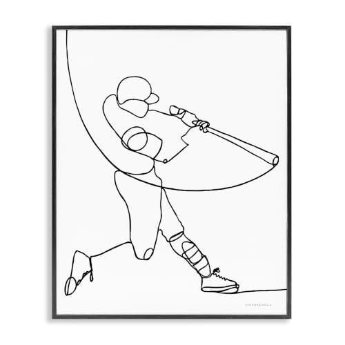 Line Doodle Baseball Sport, 16 x 20 Inch Framed Giclée Print
