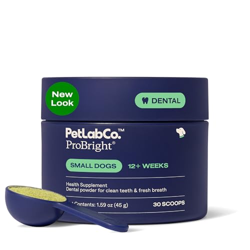 PetLab Co. ProBright Dental Powder - Dog Breath Freshener - Teeth Cleaning Made Easy – Targets Tartar & Bad Breath - Formulated for Small Dogs - Packaging May Vary