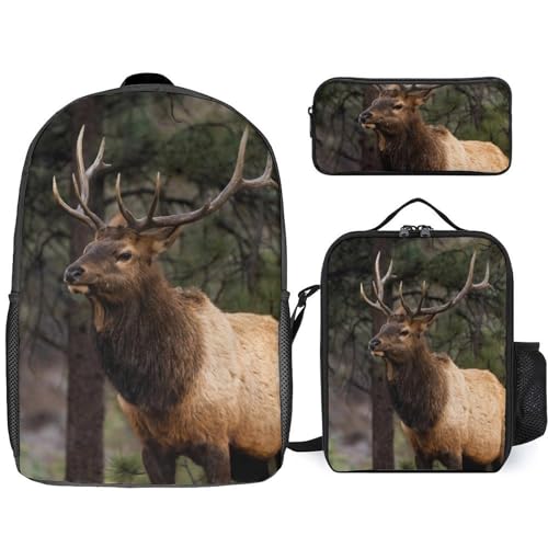 Elk Moose in The Forests Large Travel Backpacks Carry on Backpack Weekender Bag with 2 Storage Pockets for Men And Women