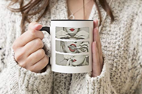 Weed Blunt Red Lip Black Handle Mug Coffee Tea Mug 312ml Cup