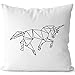 JUNIWORDS Kissen, Origami Einhorn, 40 x 40 cm, 2-farbig, Weiß-Schwarz