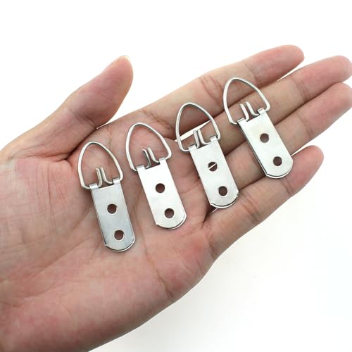 Image of 25PCS Silver D Ring Metal Hook Picture Hook Hardware with Screw for Hanging Decorative Objects Picture Frame Small Mirror Artwork